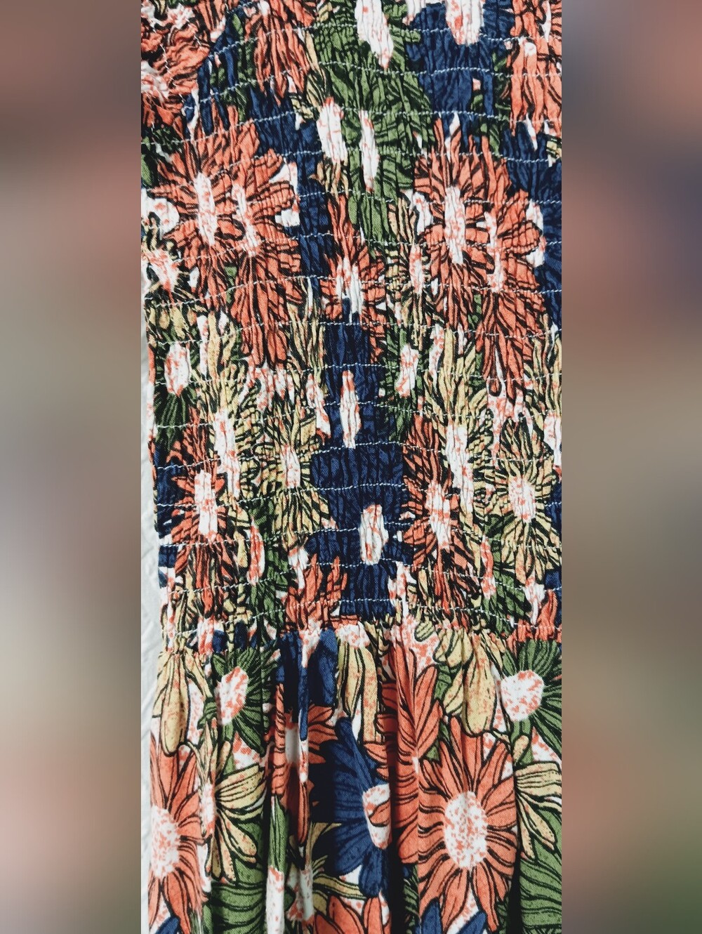 NATURAL LIFE Navy Maxi Dress with Orange Floral Print Size M - Picture 4 of 9